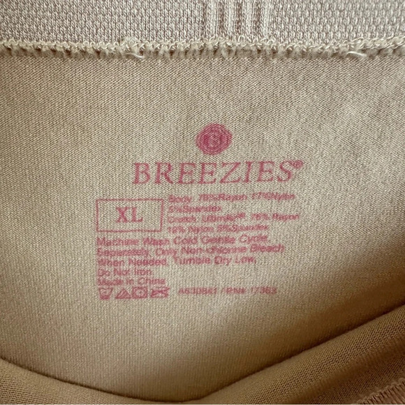 Breezies Womens XL Beige Pull On Breathable Shorts Anti Chafing stretchy Biker - Picture 3 of 3